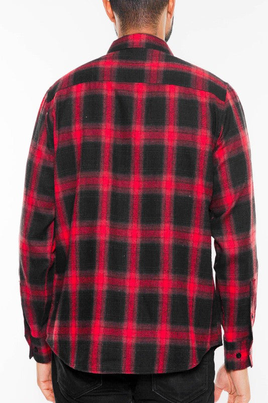 MEN'S FULL PLAID CHECKERED FLANNEL LONG SLEEVE-4 COLORS