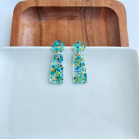 Mia - Aqua Confetti Earrings