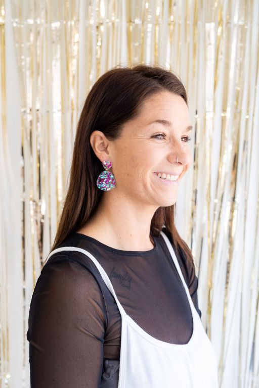 Penelope - Blue Violet Confetti Earrings