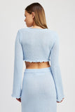 LONG SLEEVE FRONT TIE CROPPED TOP- 2 COLORS