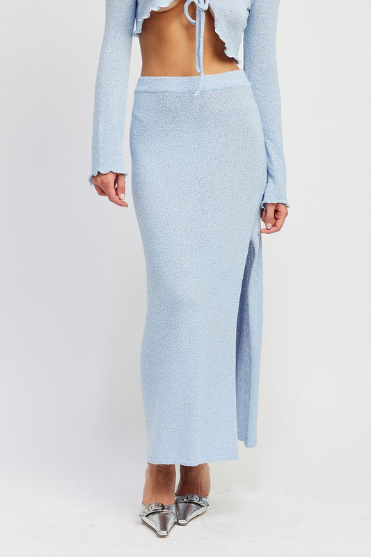 HIGH WAIST MAXI SKIRT WITH SLIT- 2 COLORS