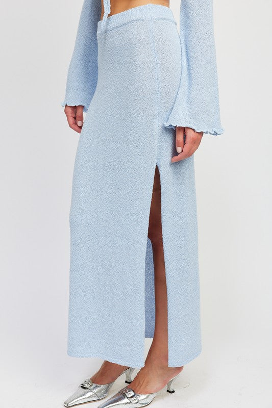 HIGH WAIST MAXI SKIRT WITH SLIT- 2 COLORS