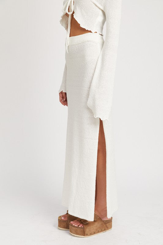 HIGH WAIST MAXI SKIRT WITH SLIT- 2 COLORS