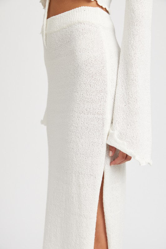 HIGH WAIST MAXI SKIRT WITH SLIT- 2 COLORS