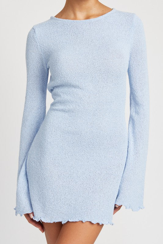 LETTICE HEM OPEN BACK MINI DRESS- 2 COLORS