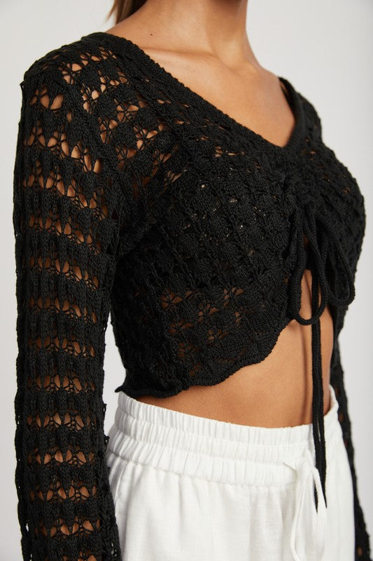 RUCHED CROCHET CROP TOP- 2 COLORS