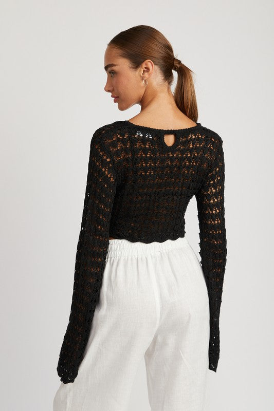 RUCHED CROCHET CROP TOP- 2 COLORS