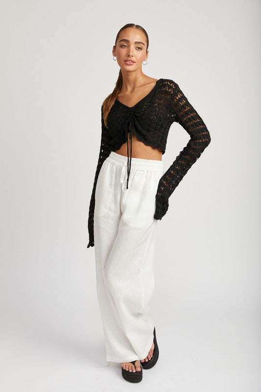 RUCHED CROCHET CROP TOP- 2 COLORS