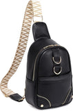 Gold Ring Zipper Sling Fanny Travel Crossbody Bag-2 Colors