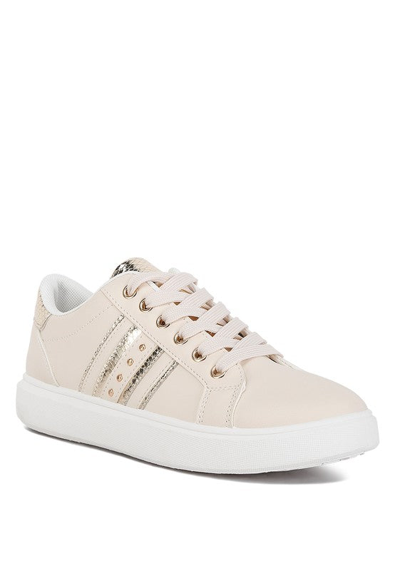Claude Faux Leather Back Panel Detail Sneakers- 3 Colors
