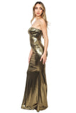 Glamorous Gold Tube Mermaid Tail Maxi Dress