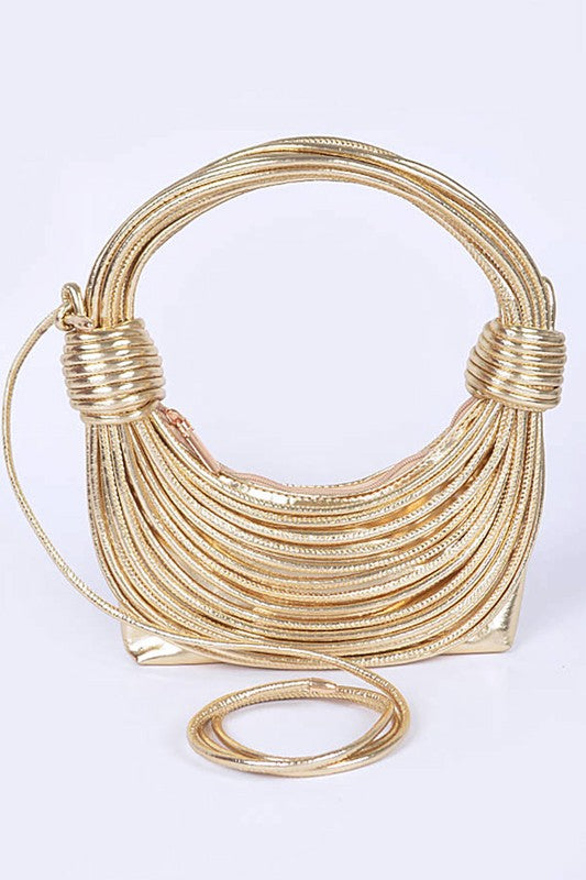 Metallic Layer Roping Top Handle Bag- 4 Colors