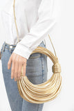 Metallic Layer Roping Top Handle Bag-4 Colors