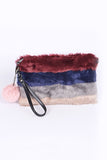 Faux Fur Convertible Wristlet Crossbody Swing Bag-4 Colors