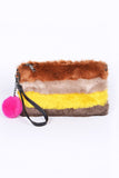 Faux Fur Convertible Wristlet Crossbody Swing Bag-4 Colors