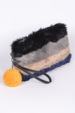 Faux Fur Convertible Wristlet Crossbody Swing Bag-4 Colors