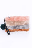 Faux Fur Convertible Wristlet Crossbody Swing Bag-4 Colors