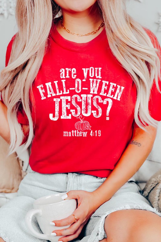 "are you FALL-O-WEEN JESUS?" UNISEX SHORT SLEEVE- 20 COLORS