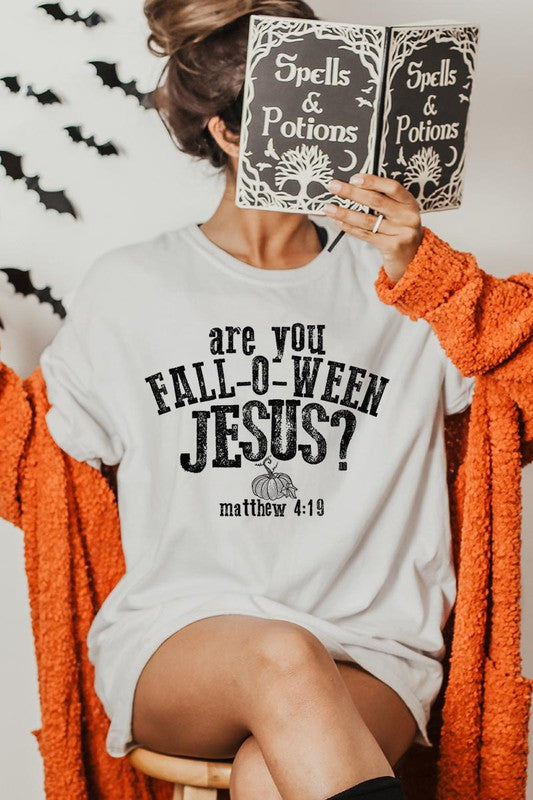 "are you FALL-O-WEEN JESUS?" UNISEX SHORT SLEEVE- 20 COLORS