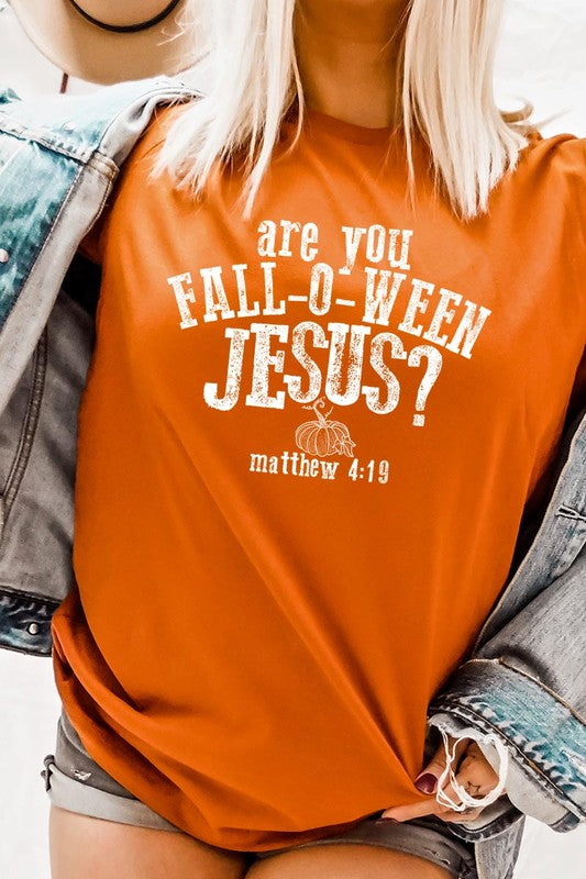 "are you FALL-O-WEEN JESUS?" UNISEX SHORT SLEEVE- 20 COLORS