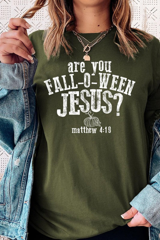 "are you FALL-O-WEEN JESUS?" UNISEX SHORT SLEEVE- 20 COLORS