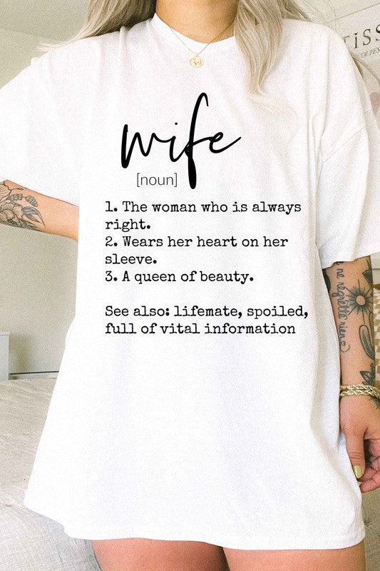 DEFINITION OF A WIFE OVERSIZED GRAPHIC TEE- 5 COLORS