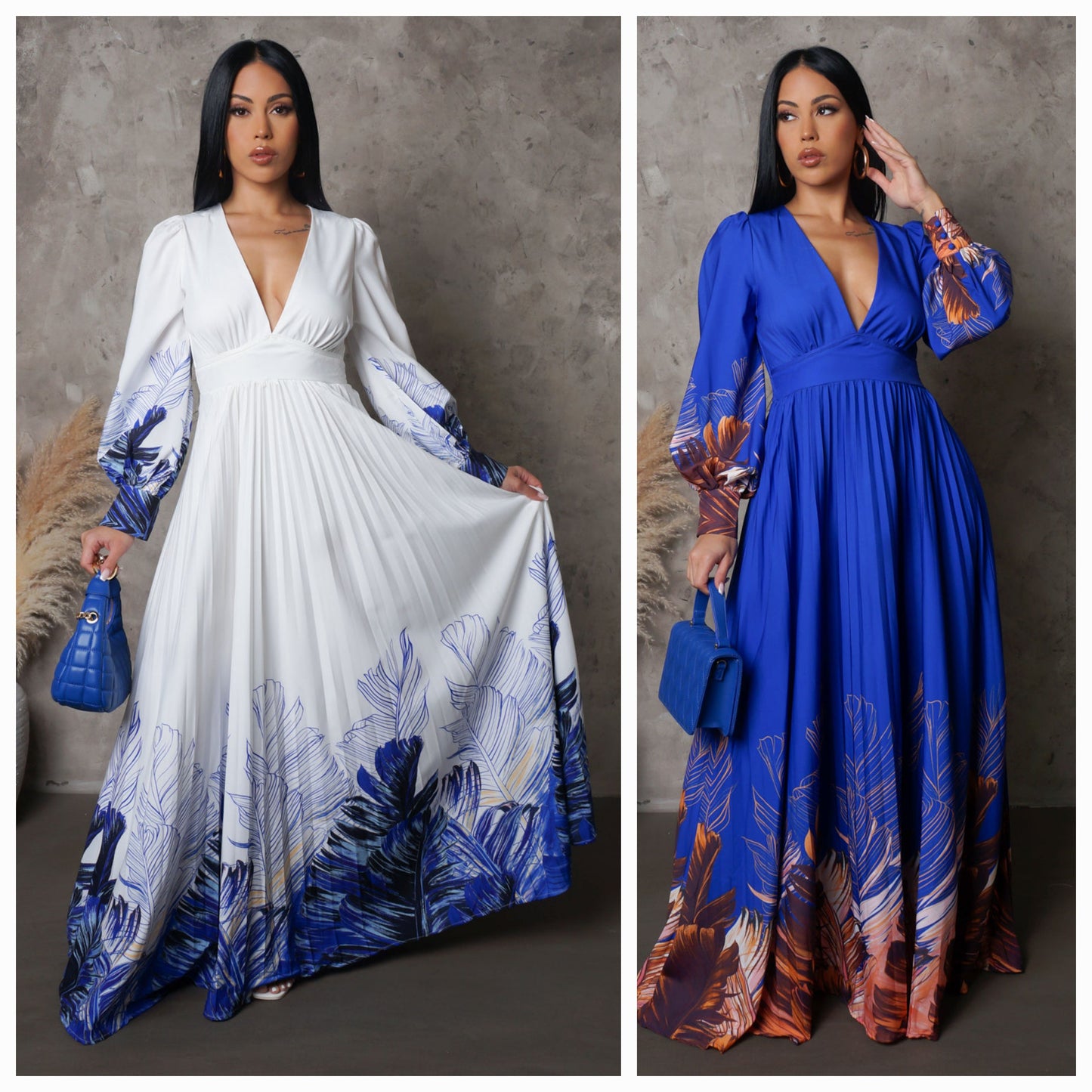 "Oh Bliss" Pleated Maxi Dress
