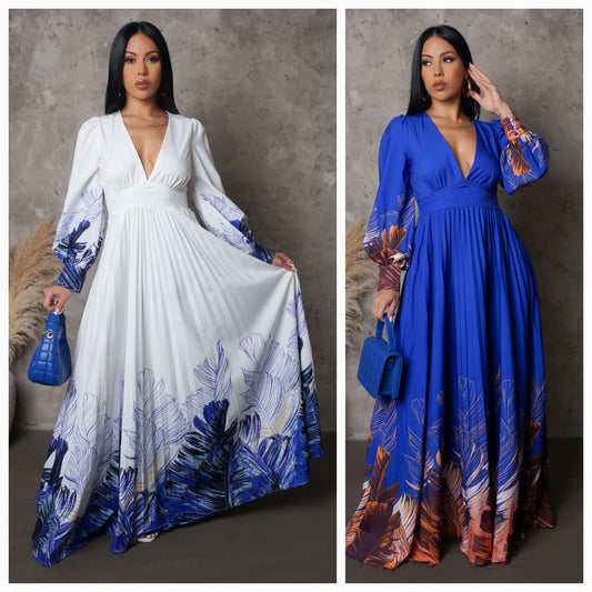 "Oh Bliss" Pleated Maxi Dress