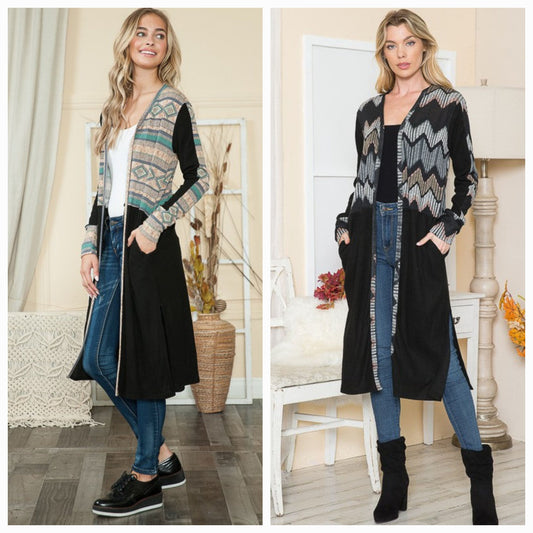 Mixed Media Maxi Cardigan