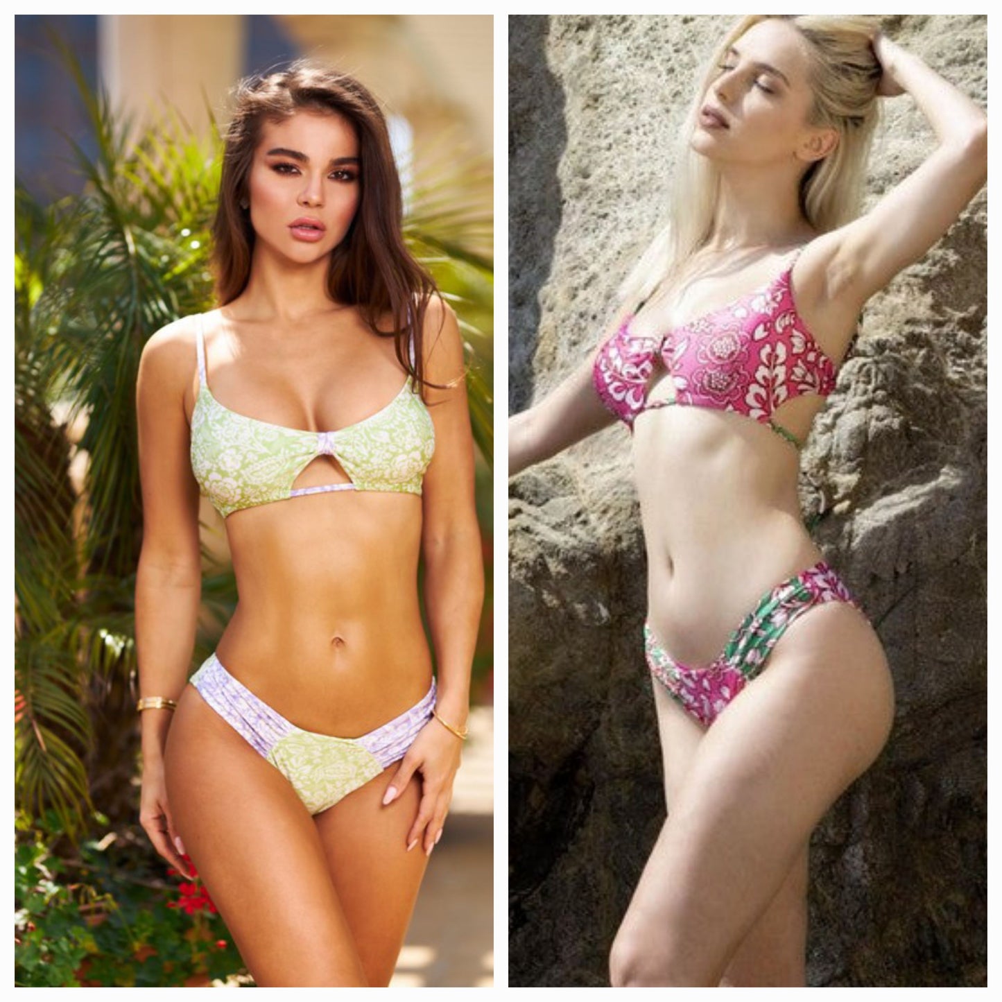 Mono Print Two Piece High Cut Bikini Set