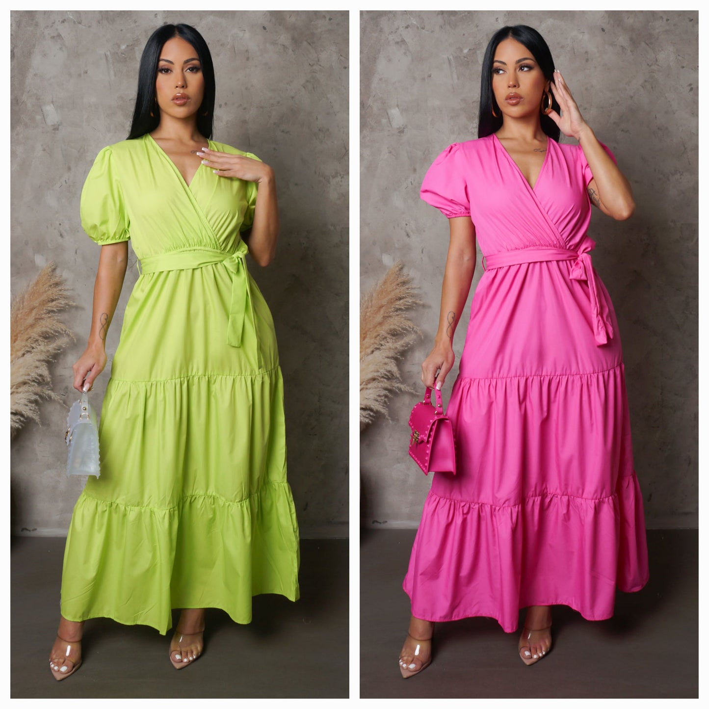 Tiered Solid Maxi Dress