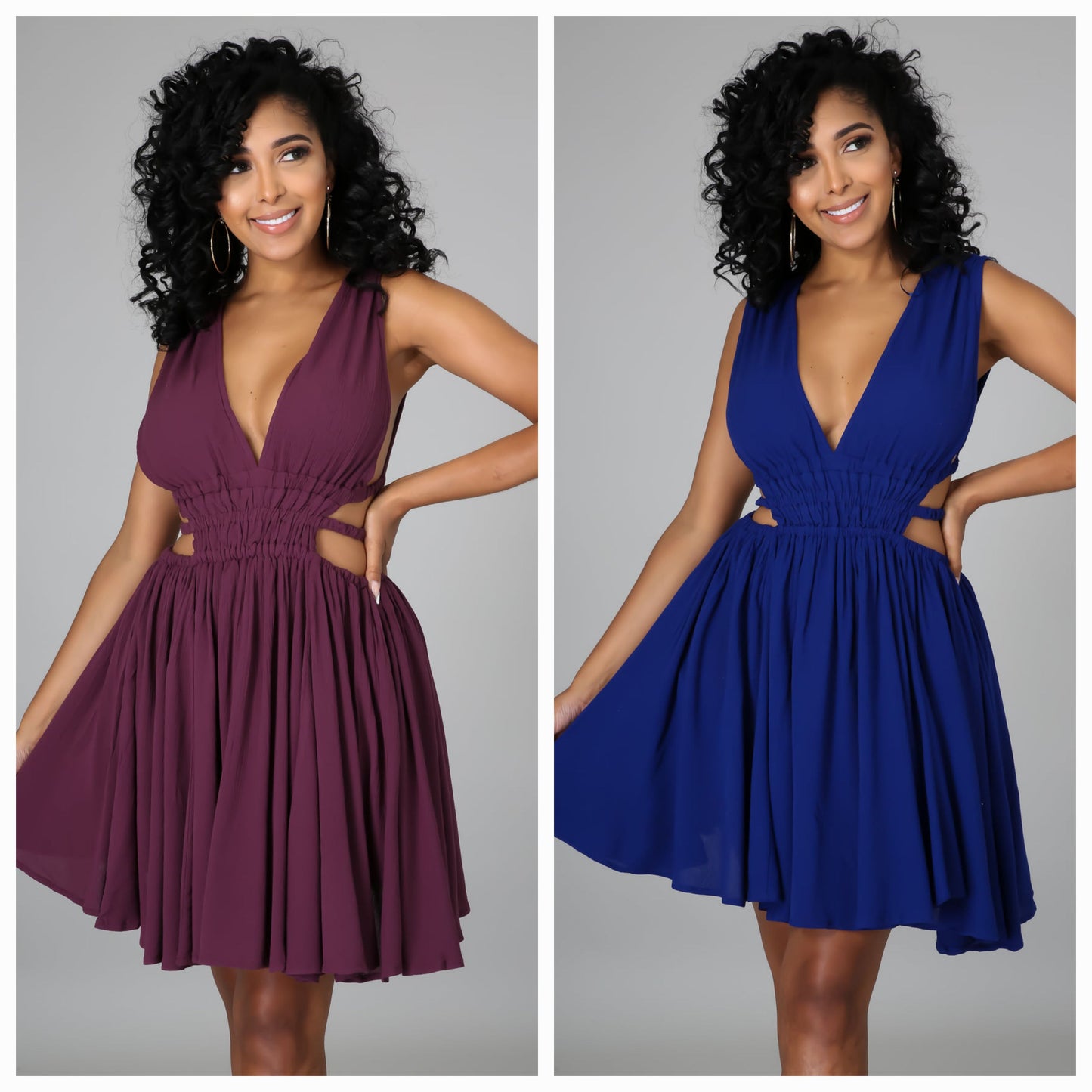 Spring Pleated Cut-Out Dress