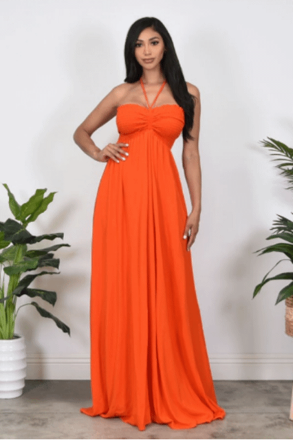 Rayon Halter Maxi Dress