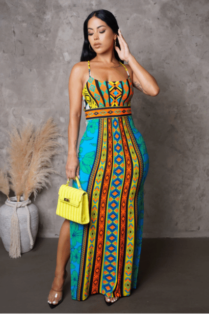 Tribal Print Maxi Dress