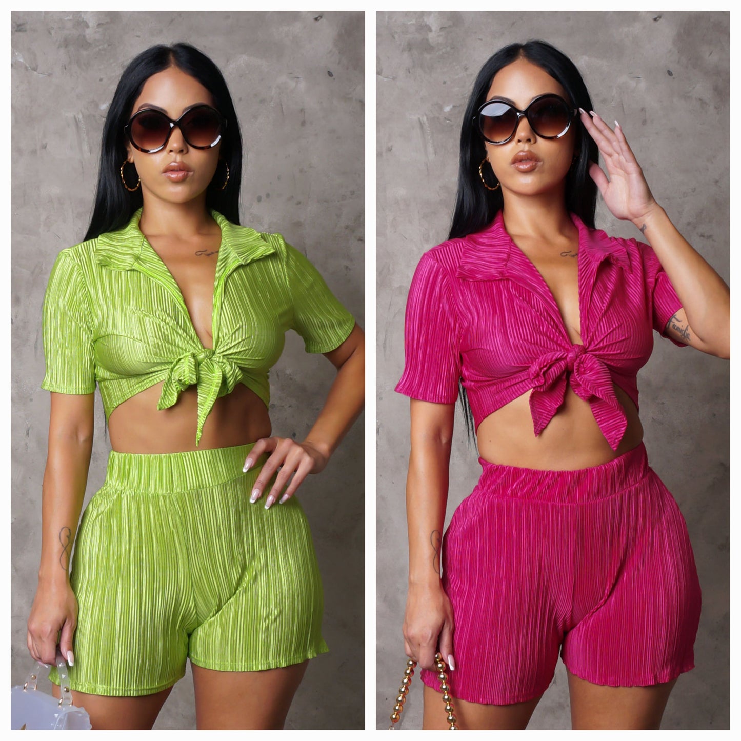 Sexy Pleated Shorts & Shirt Set