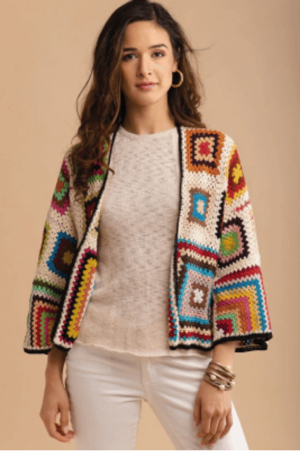 Granny Multi Square Crochet Short Jacket (COPY)
