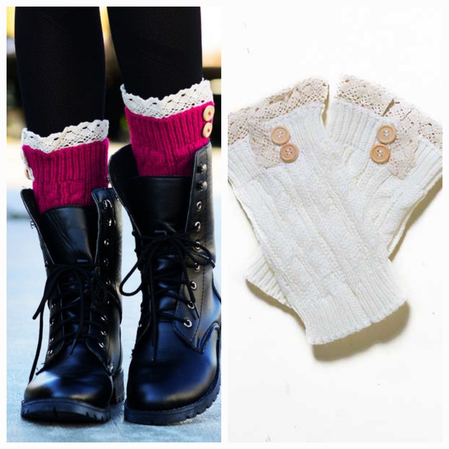 Crochet Button Trim Short Leg Warmers