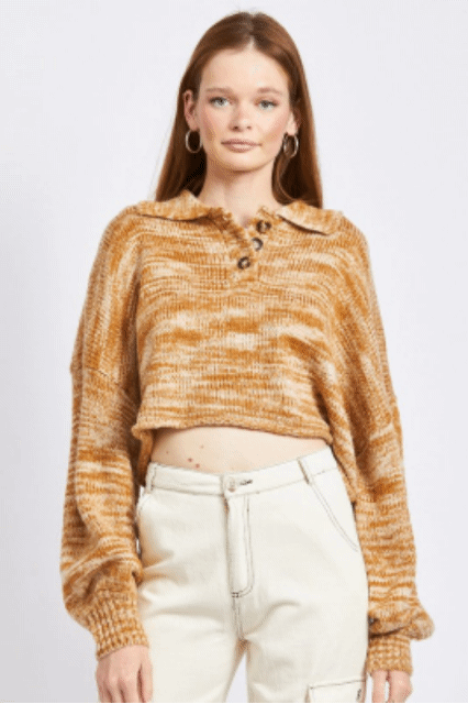 LONG SLEEVE COLLARED SWEATER