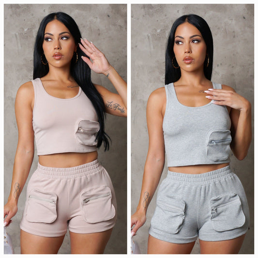 Pocketed Shorts & Top Set
