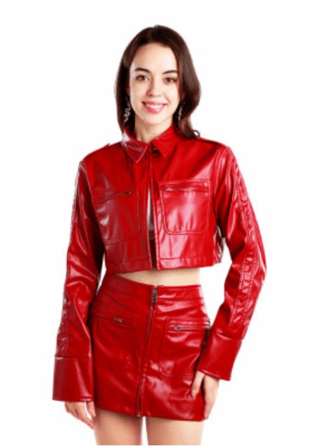 Faux Leather Crop Jacket (2 Colors)