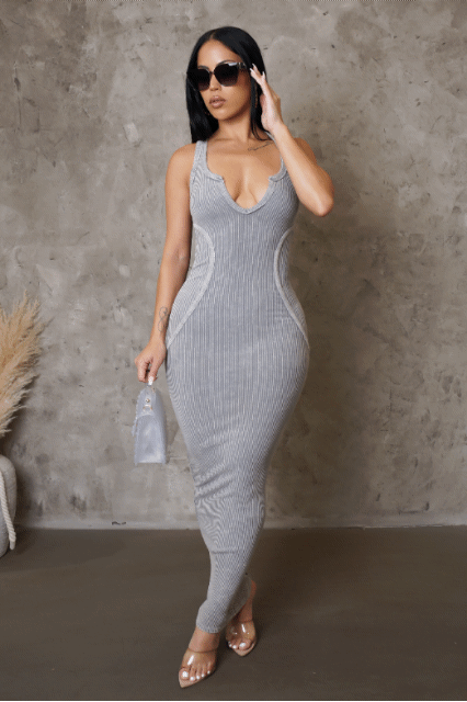 "All I Need" Ribbed Midi Dress