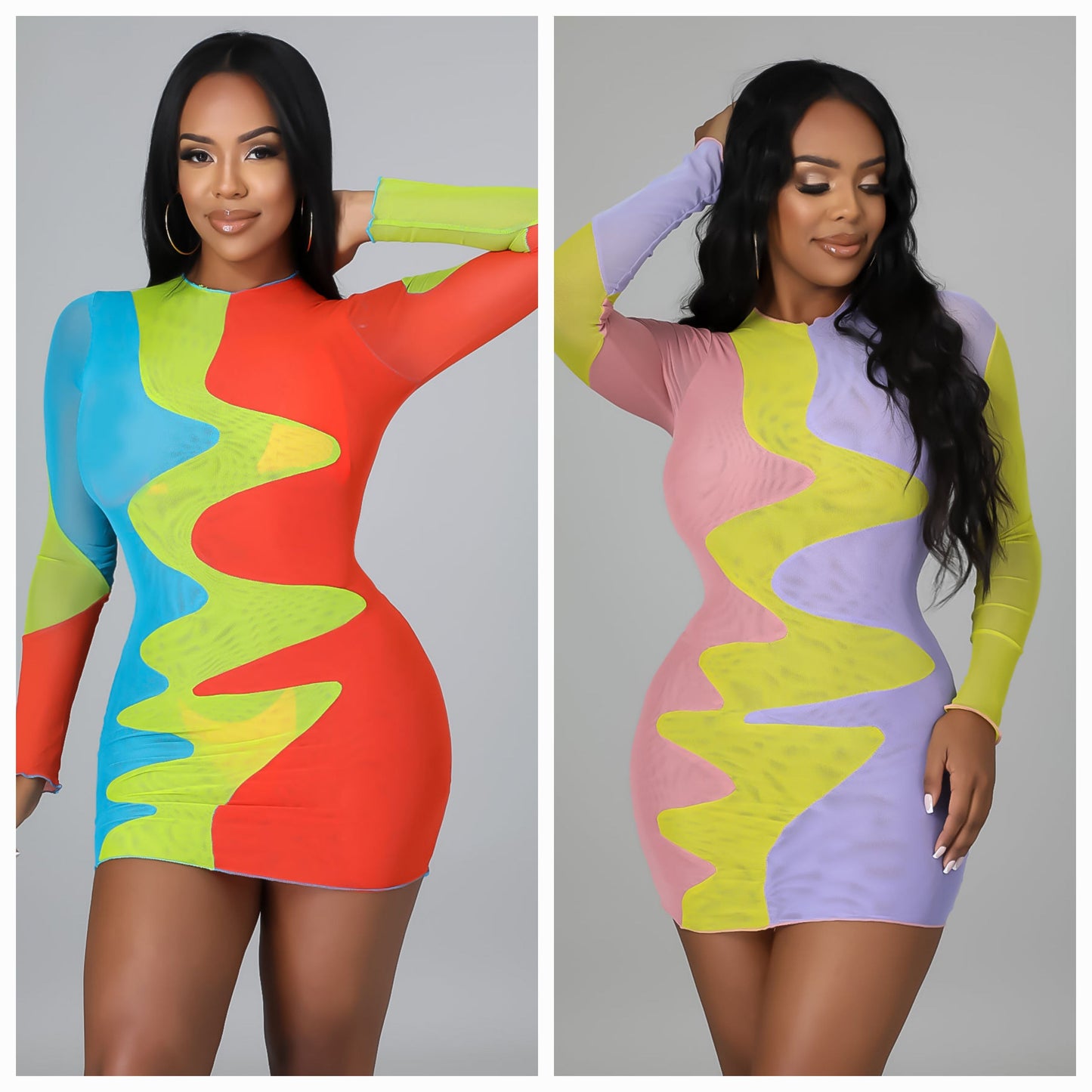 Color Spiral Mini Dress