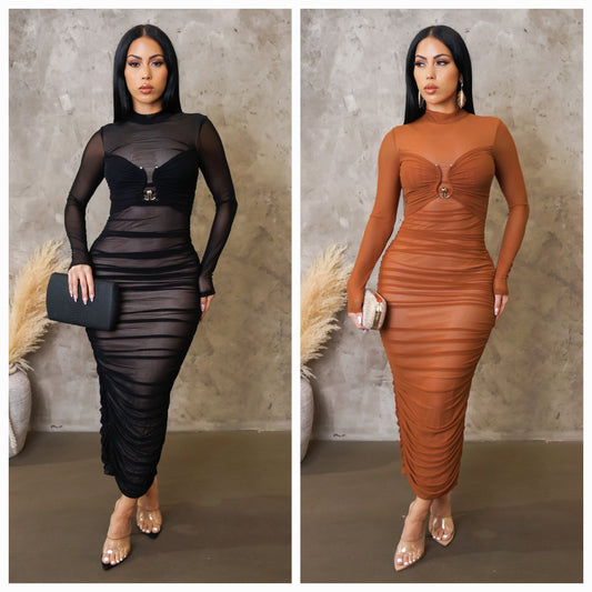 Over Velvet Mesh Dress