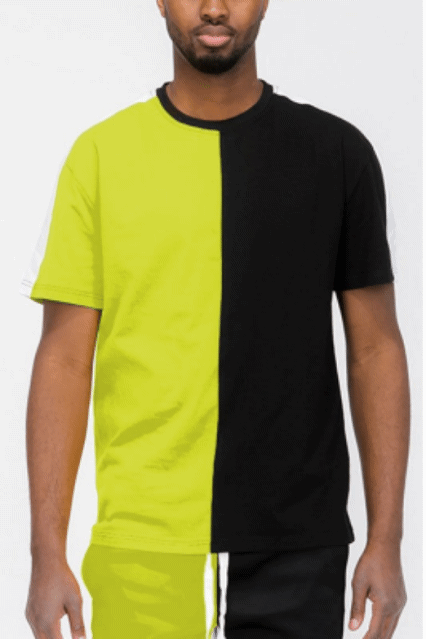TWO TONE COLOR BLOCK SHORT SLEEVE TSHIRT-6 COLORS