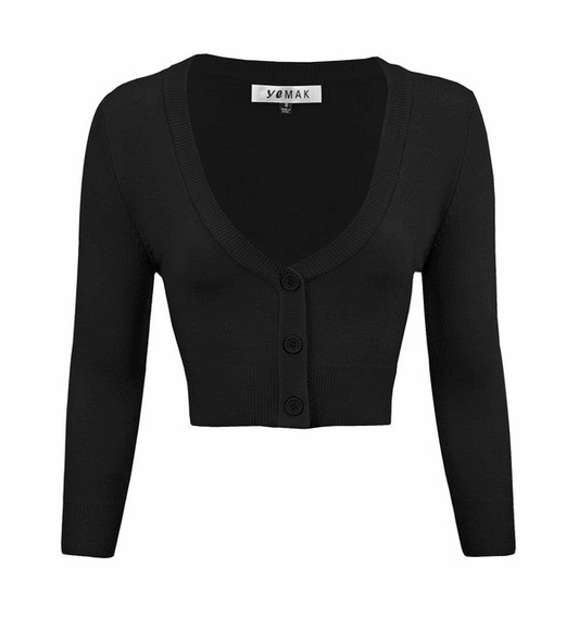 Women's Cropped Bolero 3/4 Sleeve Cardigan-17 Colors