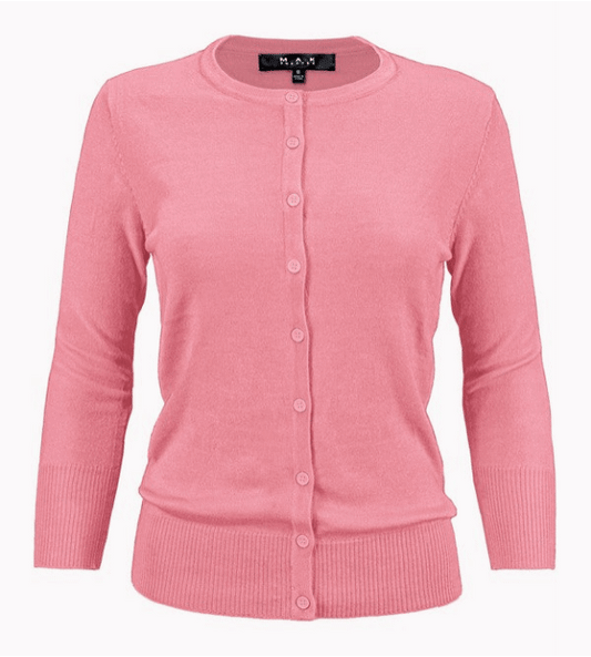 Crewneck Button Down Knit Cardigan Sweater-21  Colors