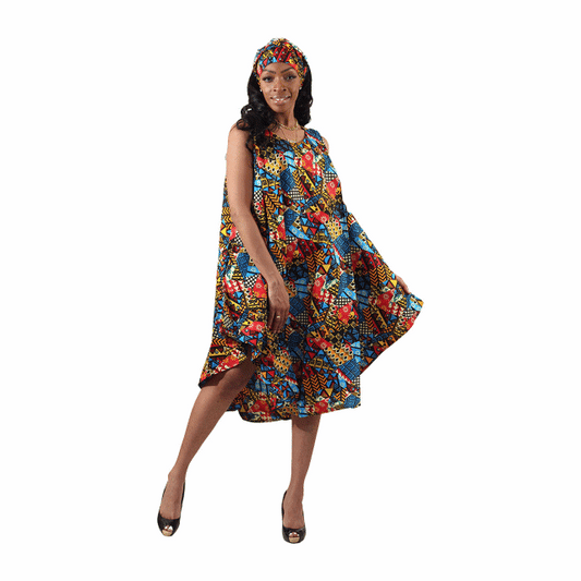 African Ankara Print Umbrella Dress-6 Colors