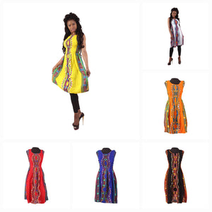 Dashiki Print Summer Midi Stretch-top Dress - ONE SIZE