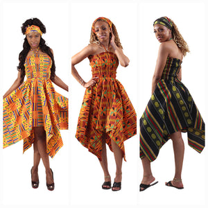 Kente Stretch-top Flare Dress - ONE SIZE