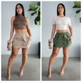 Cargo Pocketed Mini Skirt